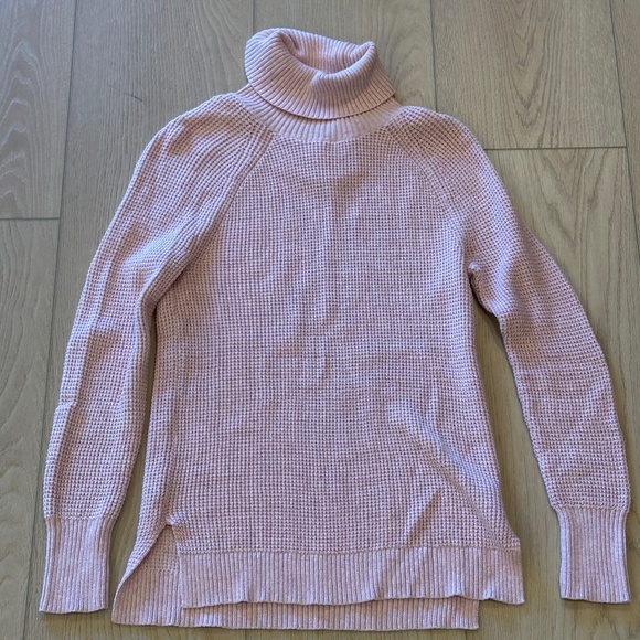 J. Crew Mercantile Baby Pink Waffle Knit Turtleneck - XS - Picture 1 of 4